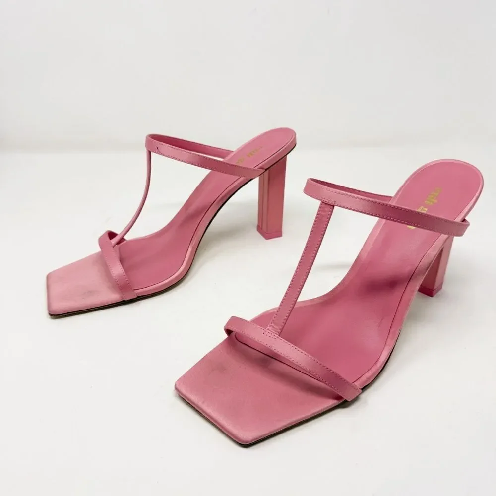 Cult Gaia Piper Heel Rose Satin Heels Size US 11 - Picture 5 of 8